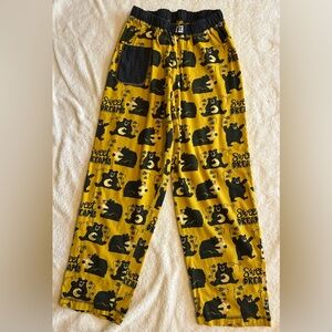 Lazy One Bear Print Pajama Pants - Yellow and Black
